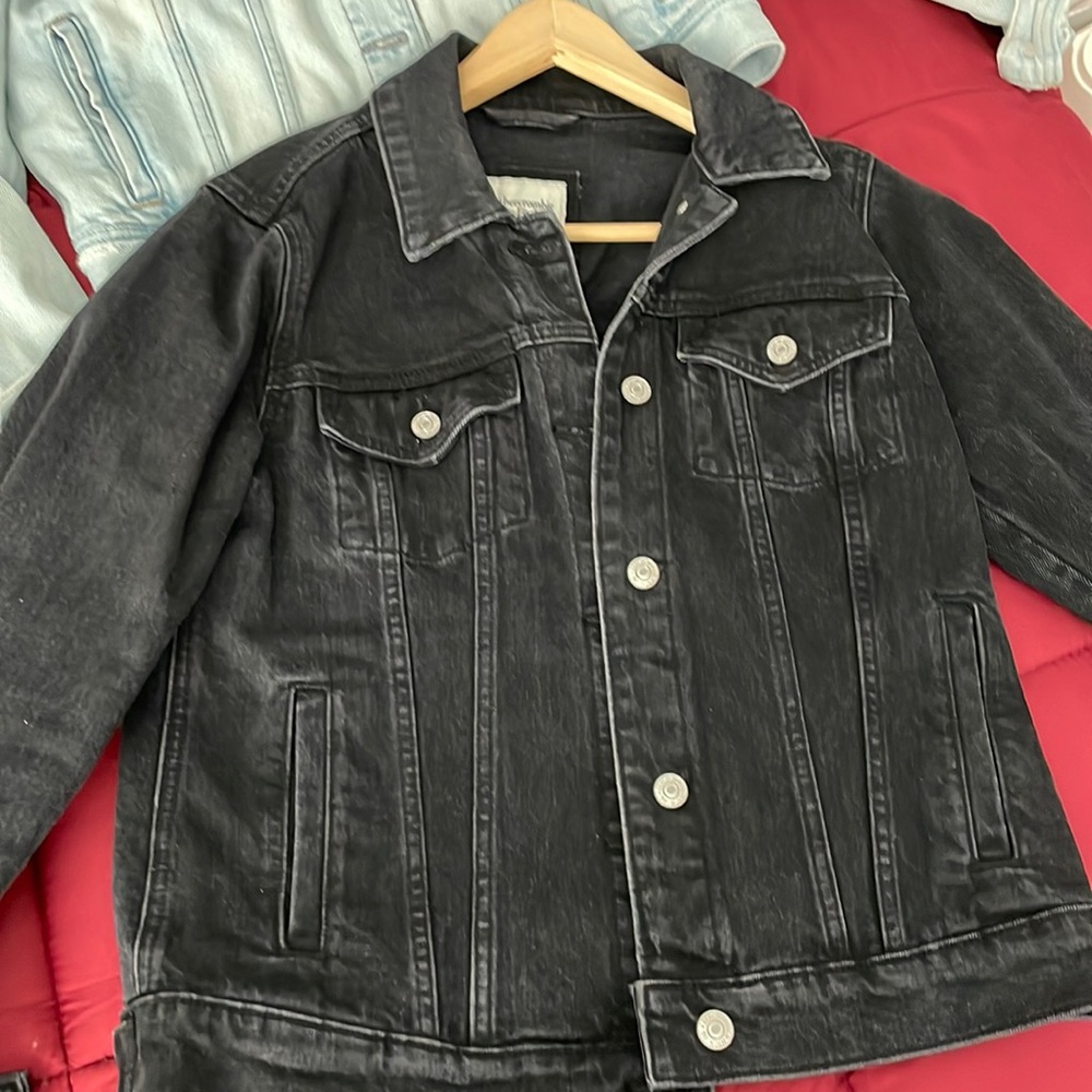 Black distressed denim jacket
